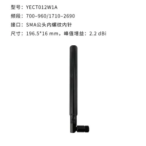 移远4G高增益胶棒天线SMA公头内针外部天线450-2700MHz宽频段